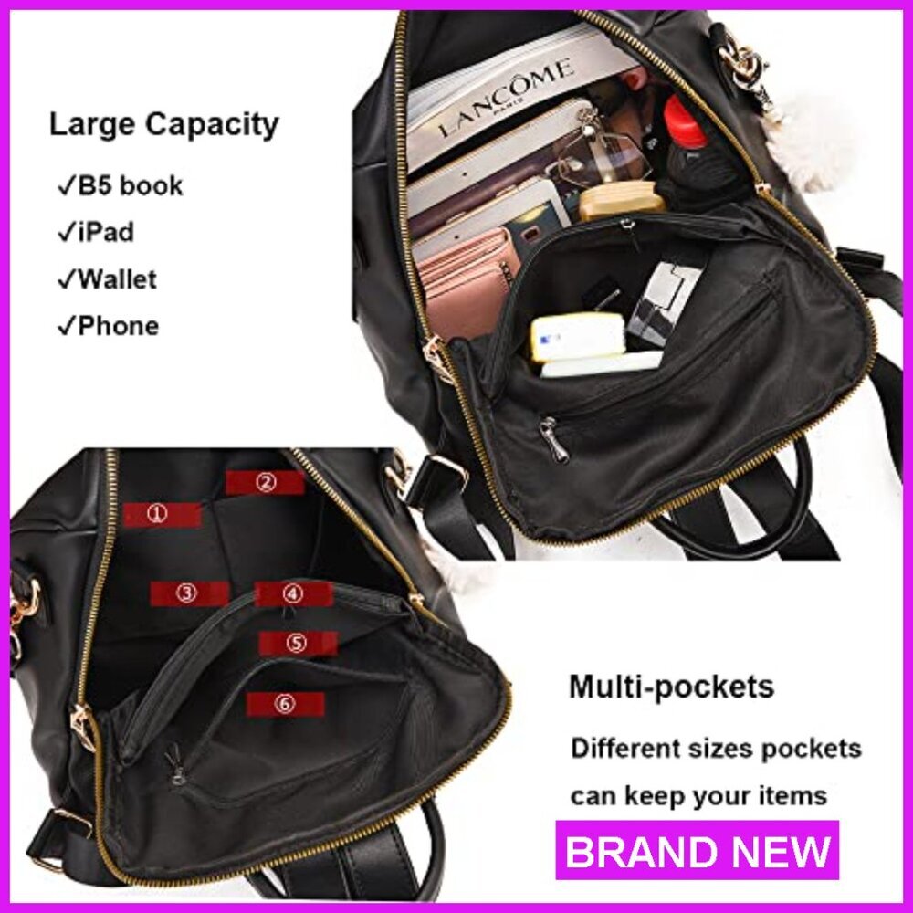 PU Leather Waterproof Backpack Purse Casual Travel Cute Shoulder Bag Women - Picture 4 of 6